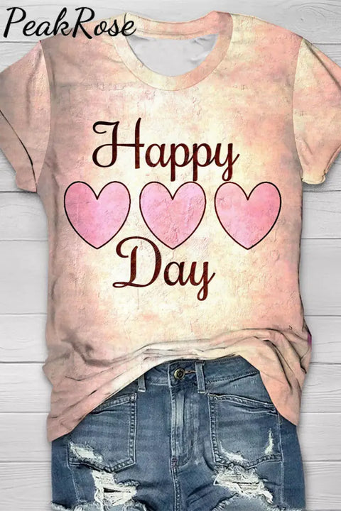 Happy Day Print Vintage T-Shirt