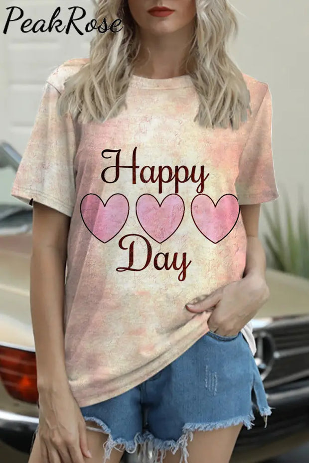 Happy Day Print Vintage T-Shirt