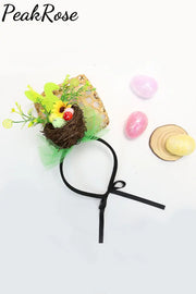 Happy Easter Bunny Bird Nest Decorative Headband Green