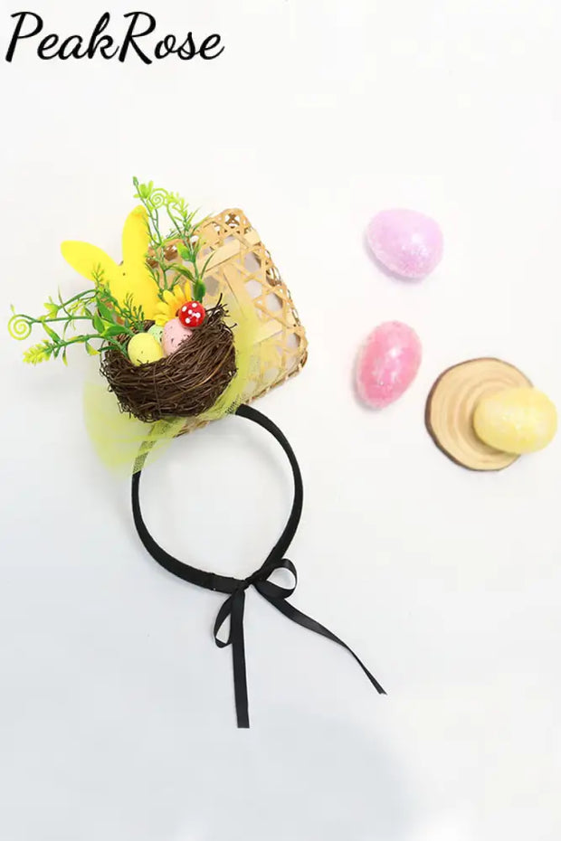 Happy Easter Bunny Bird Nest Decorative Headband Yellow