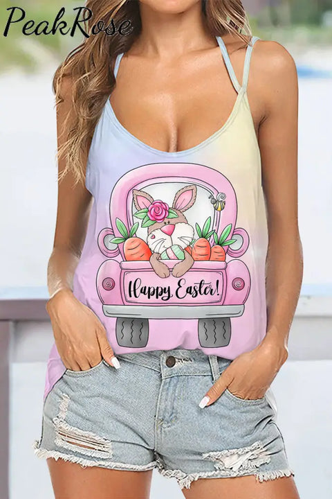 Happy Easter Bunny Carrot Trucks Halter Top S / Multicolor Tops