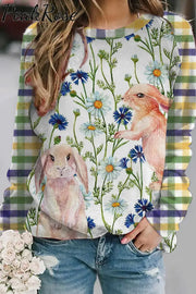 Happy Easter Bunny Play In Spring Daisyland Sweatshirt