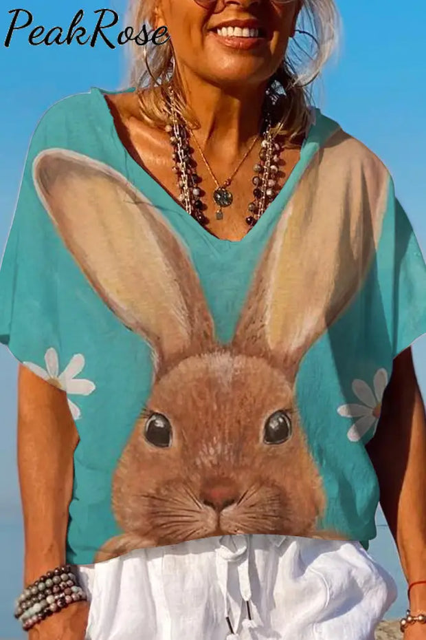 Happy Easter Day Bunnies Daisy Dolman Sleeves Tee