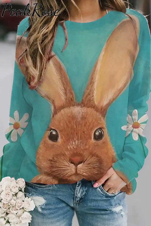 Happy Easter Day Bunnies Daisy Sweatshirt S / Green