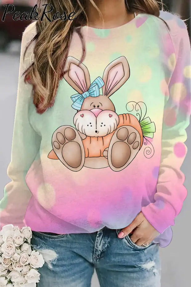 Happy Easter Day Bunny Carrot Sweatshirt S / Ombre