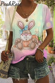 Happy Easter Day Bunny Carrot V Neck T-Shirt T-Shirt