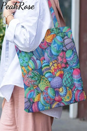 Happy Easter Day Colorful Eggs Tote Bag Multicolor / 30*40 Cm