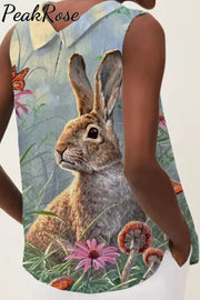 Happy Easter Day Floral Bunny High Neck Tank