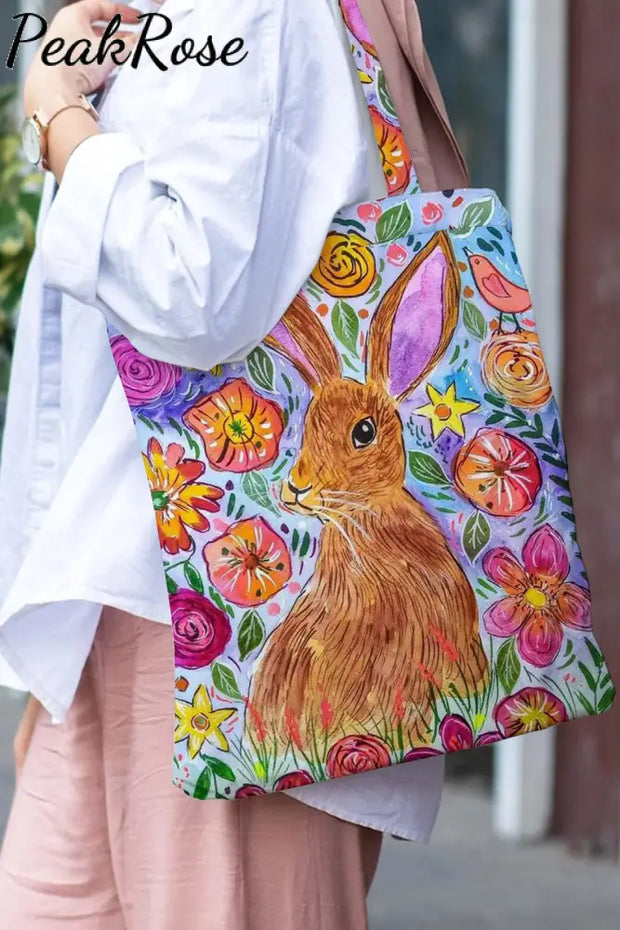 Happy Easter Day Rabbit Abstract Art Paintings Tote Bag