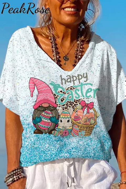 Happy Easter Gnomies Bunny Eggs Dolman Sleeves Tee