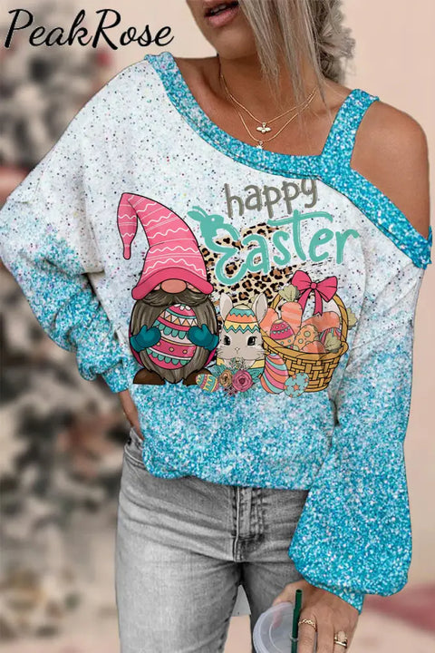 Happy Easter Gnomies Bunny Eggs Off-Shoulder Blouse