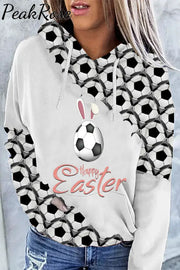 Happy Easter Soccer Eggs With Cute Bunny Ears Hoodie