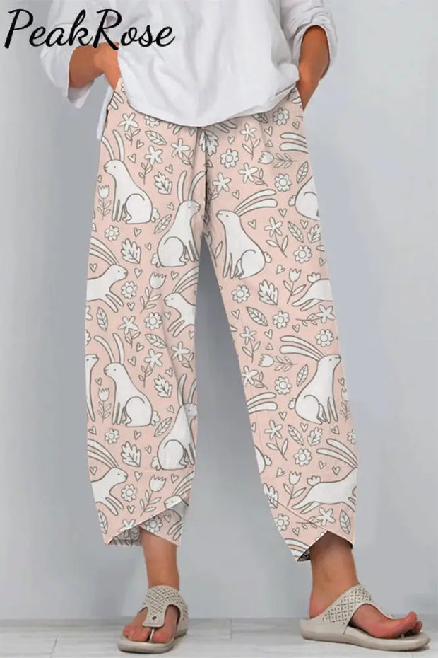 Happy Easter Spring Bunnies Printed Casual Pants Casual Pant