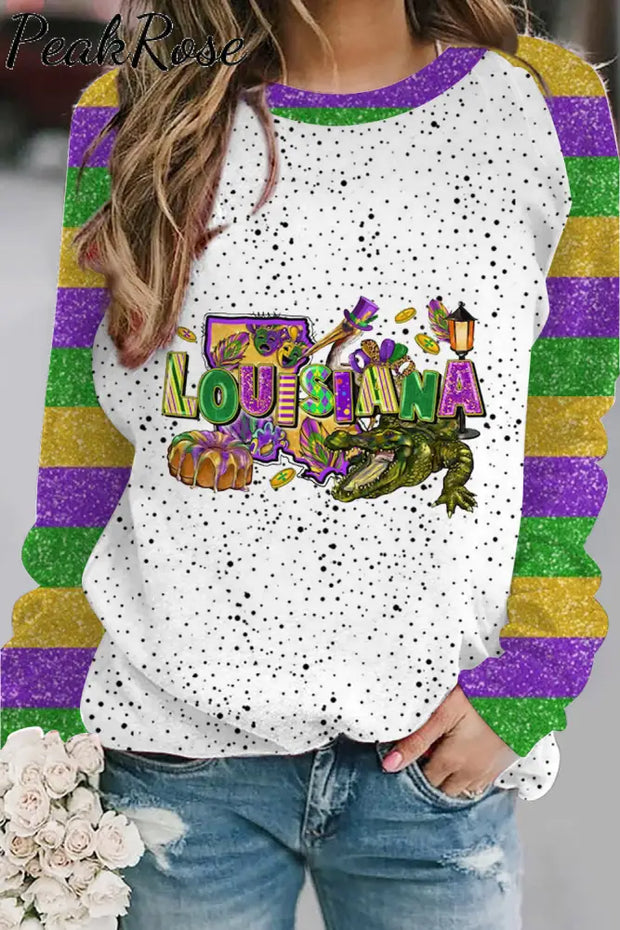 Happy Louisiana Mardi Gras Dinosaurs Sweatshirt