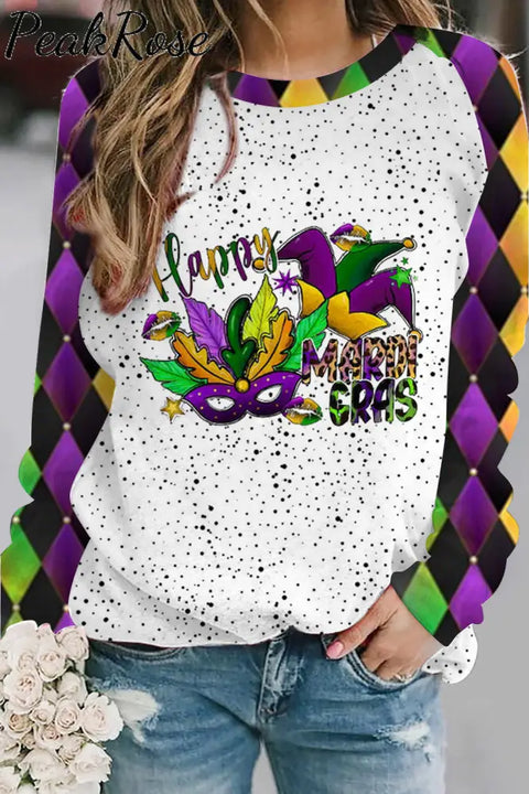 Happy Mardi Gras Hat Mask Sweatshirt