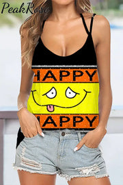 Happy Smiling Face Fashion Funny Beach Camisole Halter Top S / Yellow Tops