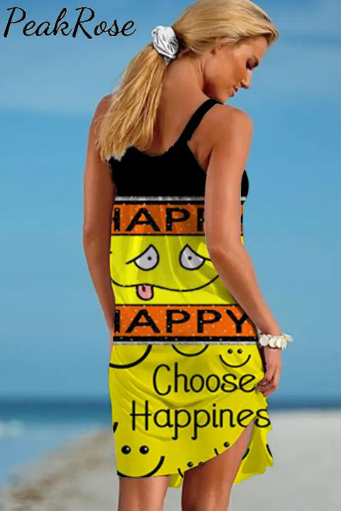 Happy Smiling Face Fashion Funny Beach Sleeveless Dress