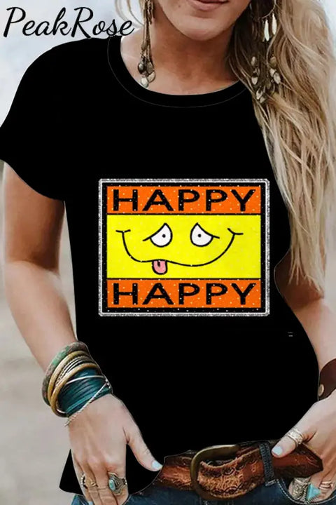 Happy Smiling Face Fashion Funny Vintage T-Shirt T-Shirt