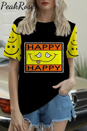 Happy Smiling Face Fashion Funny Vintage T-Shirt T-Shirt