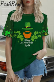 Happy St Patrick’s Day Scrambled Bearded Short-Sleeved T-Shirt T-Shirt