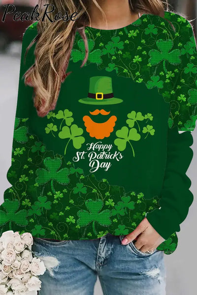 Happy St Patrick’s Day Scrambled Bearded Sweatshirt Green / S