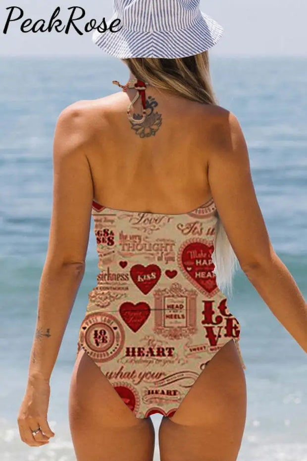 Happy Valentine’s Day Retro Bikini Swimsuit