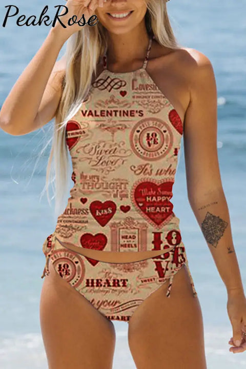 Happy Valentine’s Day Retro Bikini Swimsuit S