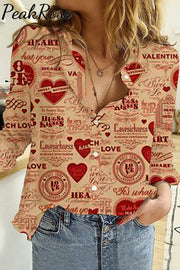 Happy Valentine’s Day Retro Long Sleeve Shirt S / Beige Women