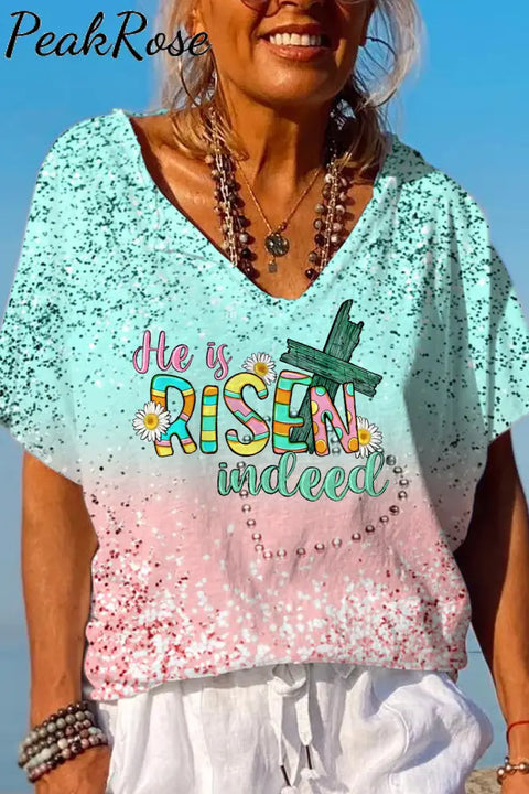 He Is Risen Indeed Easter Day Dolman Sleeves Tee