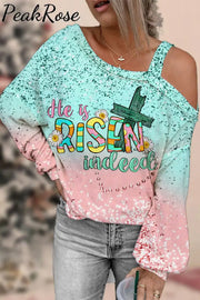 He Is Risen Indeed Easter Day Off-Shoulder Blouse