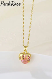 Heart Crystal Necklace One Size / Pink