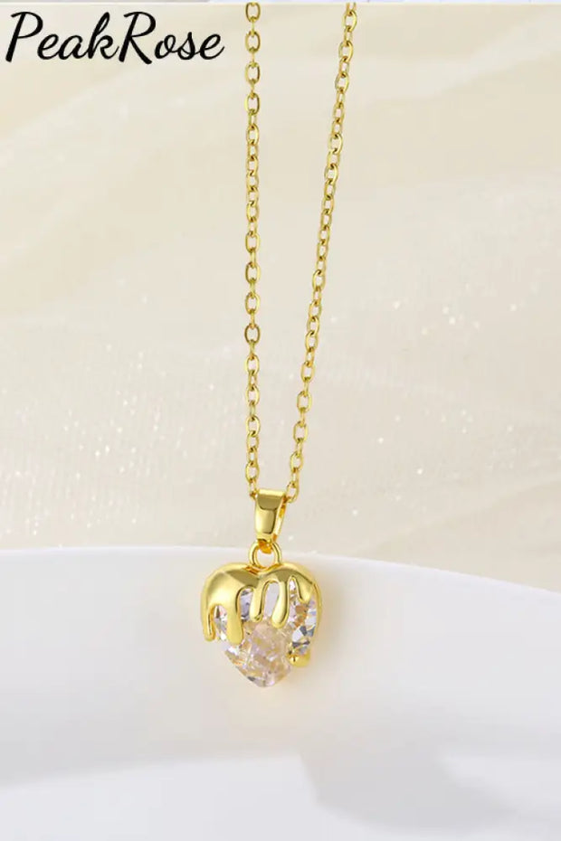 Heart Crystal Necklace One Size / White