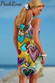 Heart Gradient Beach Sleeveless Dress