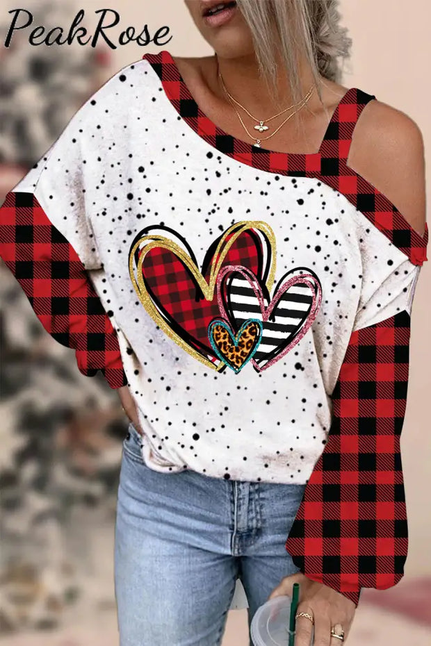 Heart Off-Shoulder Blouse S / Polka