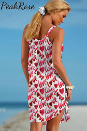 Heart Pattern Beach Sleeveless Dress