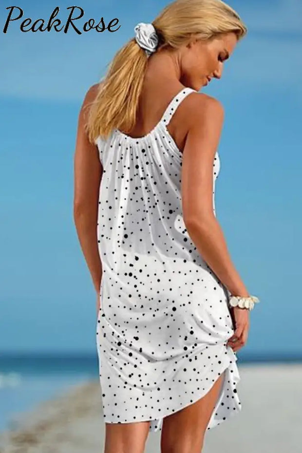 Heart Print Beach Sleeveless Dress