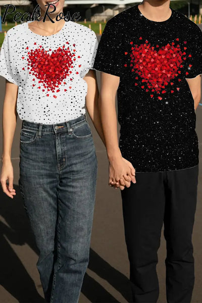 Heart Print Couple Outfit T-Shirt Women / S Black & White T-Shirt