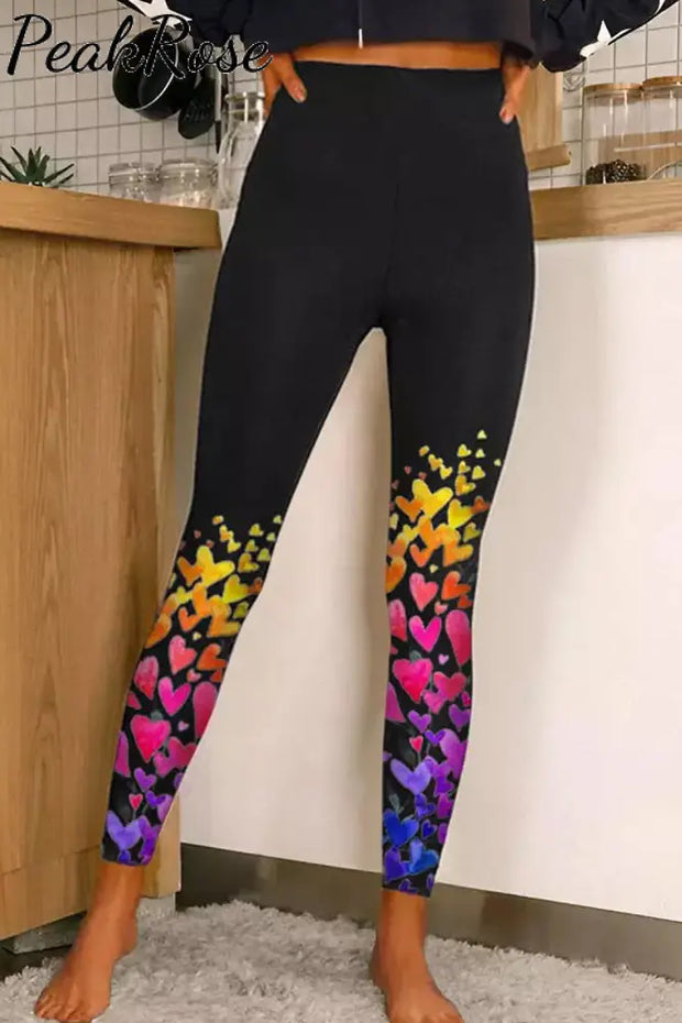 Heart Print High Waist Skinny Leggings Leggings