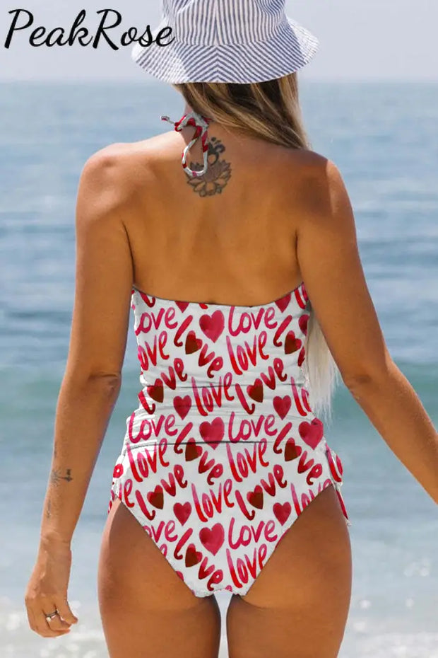 Heart Print Retro Bikini Swimsuit