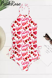 Heart Print Retro Bikini Swimsuit