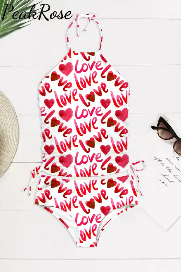 Heart Print Retro Bikini Swimsuit