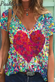 Heart Print Retro T-Shirt T-Shirt