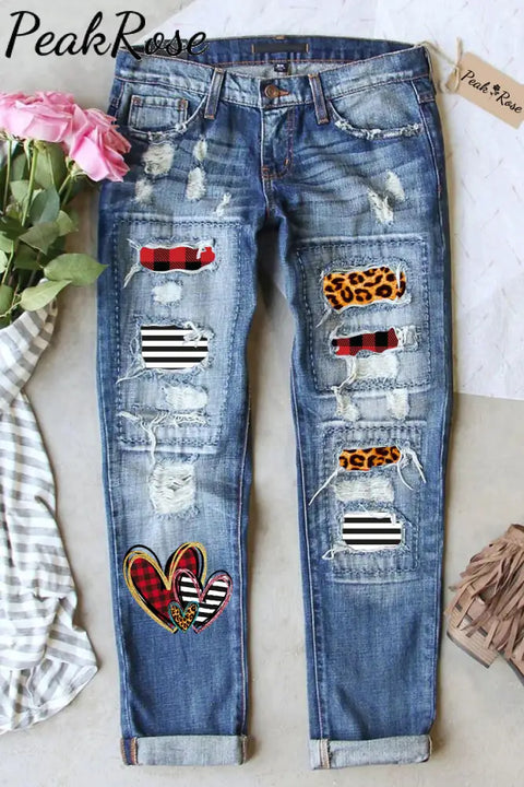 Heart Ripped Denim Jeans