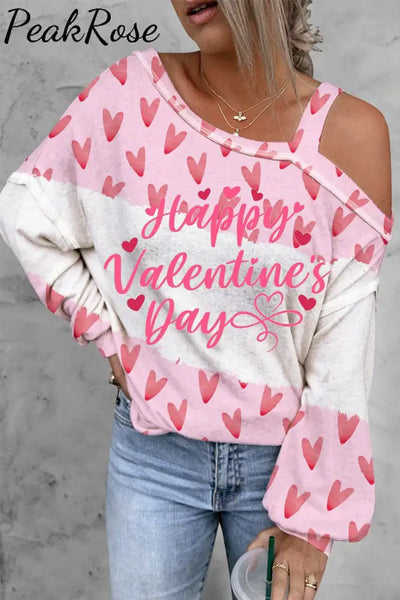 Heart-Shape Pink Off-Shoulder Blouse S /