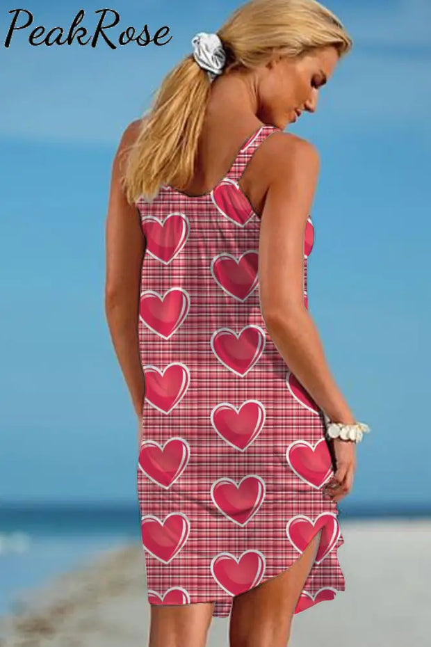 Heart-Shape Print Beach Sleeveless Dress