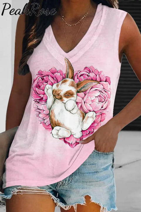 Heart-Shaped Rose Bouquet Of Bunnies Taking A Nap Tank Top