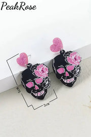 Heart Skull Acrylic Earrings