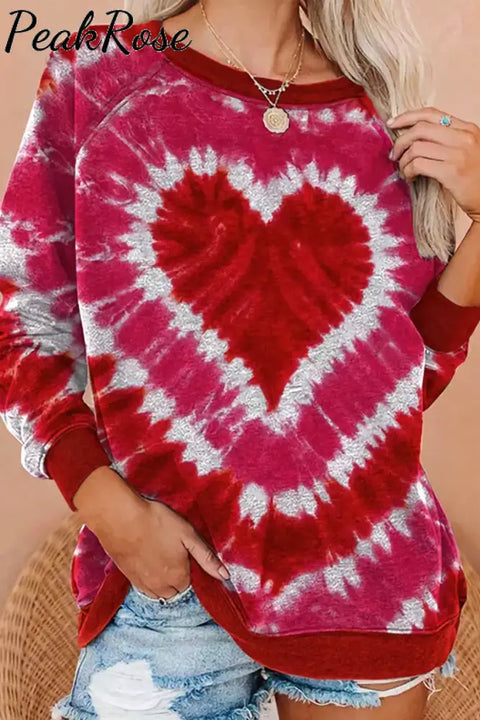 Heart Tie Dye Red Sweatshirt