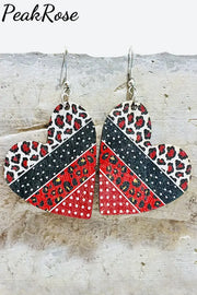 Heart Wooden Earrings One-Size / Red