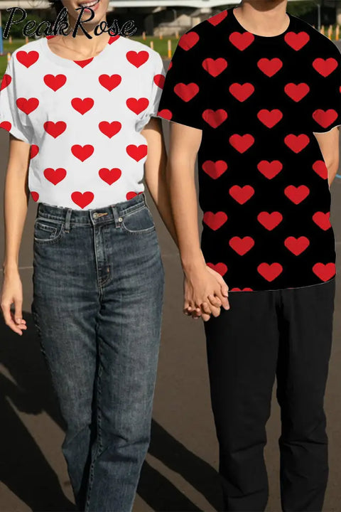 Hearts Print Couple Outfit T-Shirt T-Shirt